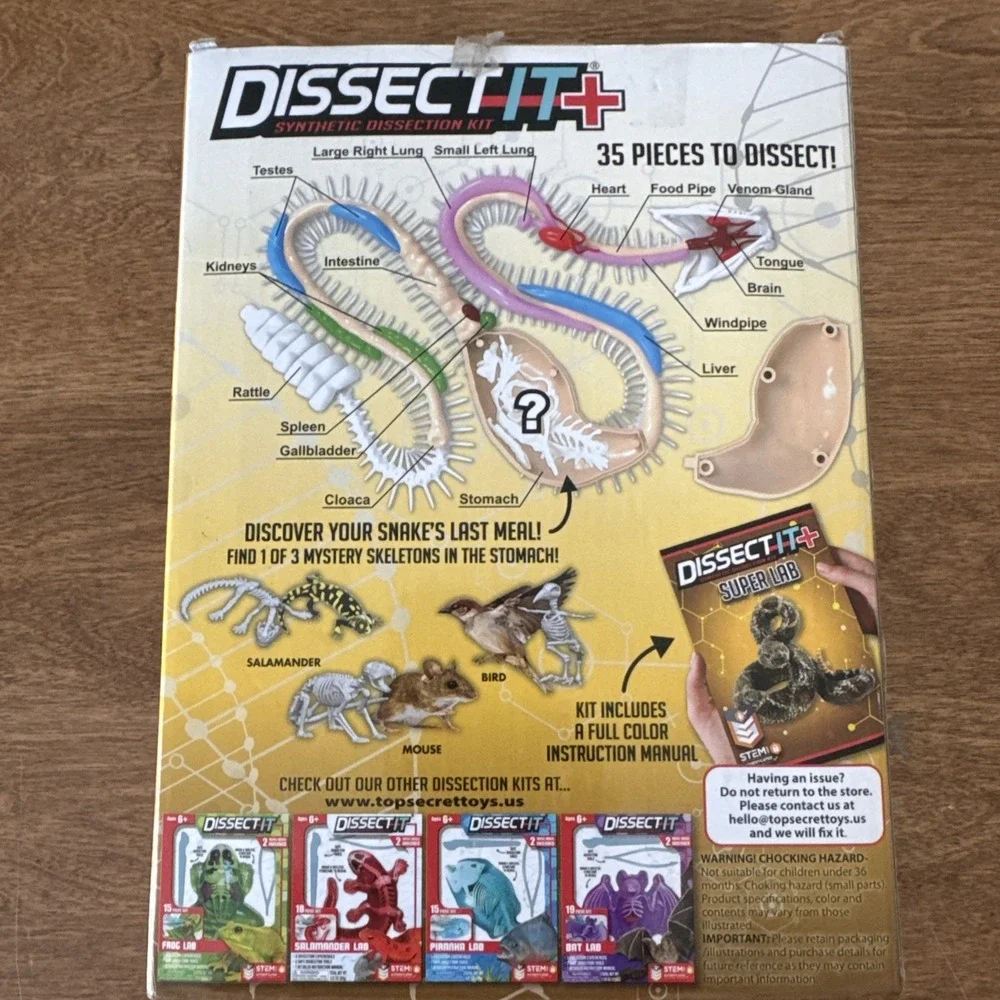 STEM2024 Dissect It 35 Piece Organ Rattlesnake Superlab Dissection Kit #1186 NIB
